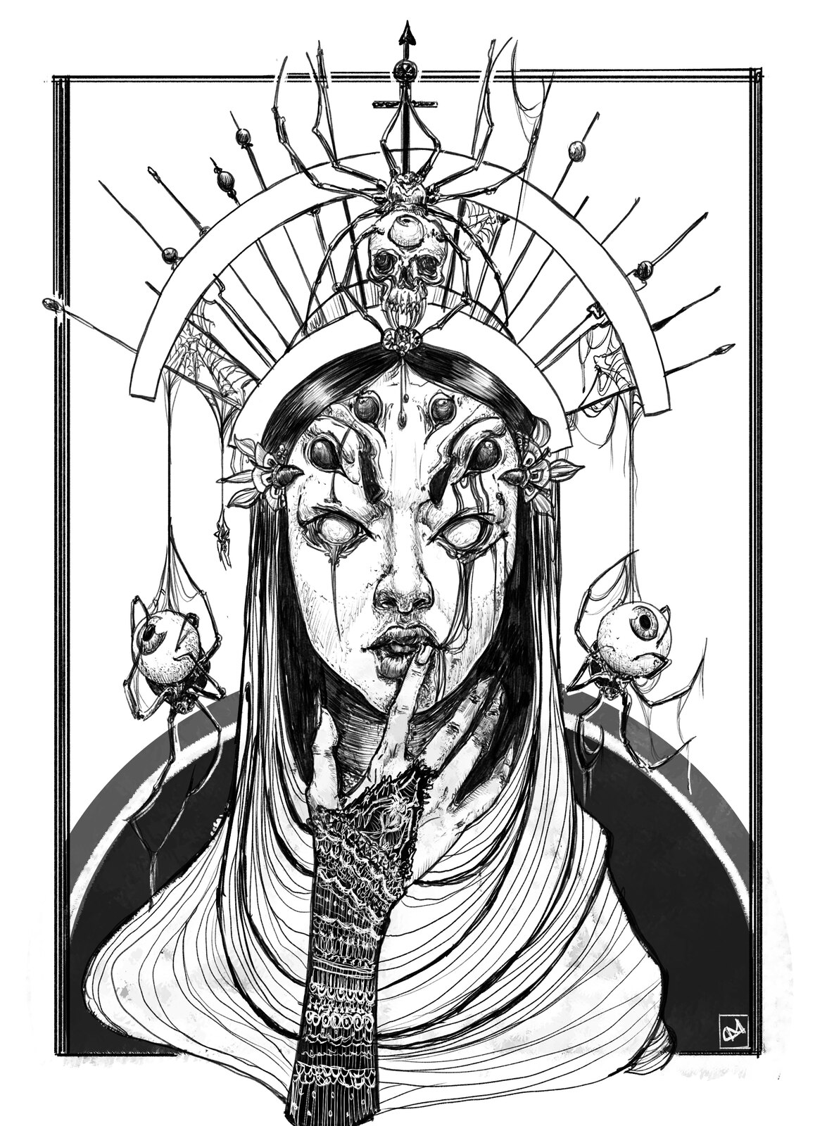 Portrait couronné d'araignées, aperçu de la section Dessin